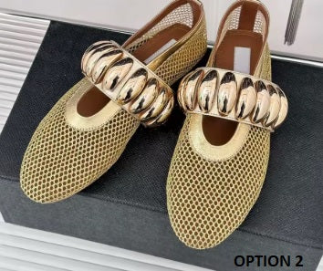 New Stylish Design, Unique Metal Accents, Comfortable Fit Flats CODE: KAR4075