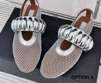 New Stylish Design, Unique Metal Accents, Comfortable Fit Flats CODE: KAR4075