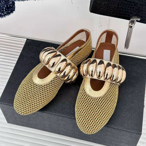 New Stylish Design, Unique Metal Accents, Comfortable Fit Flats CODE: KAR4075