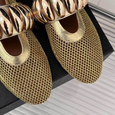 New Stylish Design, Unique Metal Accents, Comfortable Fit Flats CODE: KAR4075