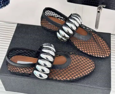 New Stylish Design, Unique Metal Accents, Comfortable Fit Flats CODE: KAR4075