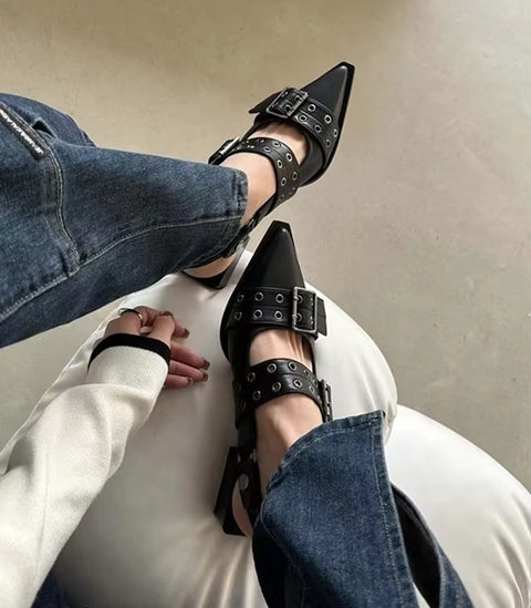 New Pointed Toe Thick Heel Shoes CODE: KAR4076