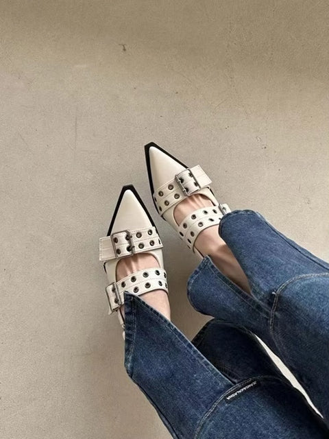 New Pointed Toe Thick Heel Shoes CODE: KAR4076