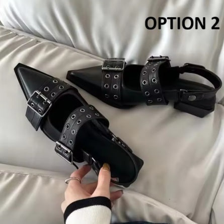 New Pointed Toe Thick Heel Shoes CODE: KAR4076