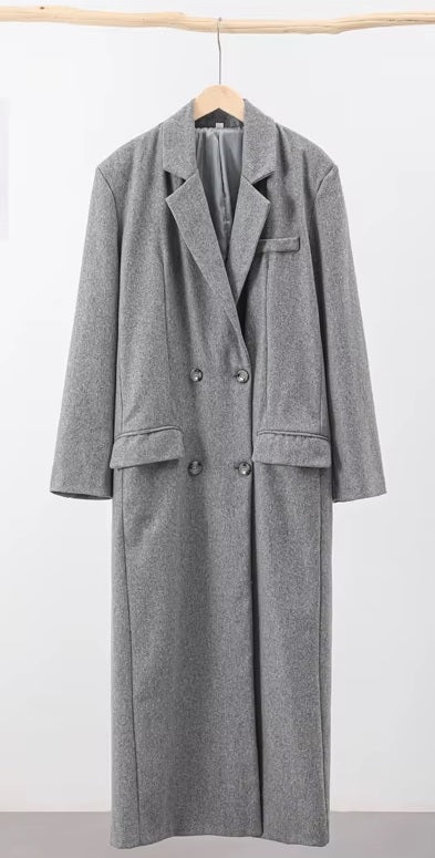 Fashion Turn Down Collar Autumn Winter Elegant Sleeve Coats Chic Pocket Long Jacket CODE: KAR4077