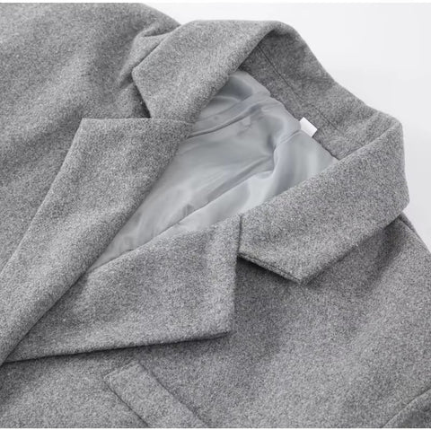 Fashion Turn Down Collar Autumn Winter Elegant Sleeve Coats Chic Pocket Long Jacket CODE: KAR4077