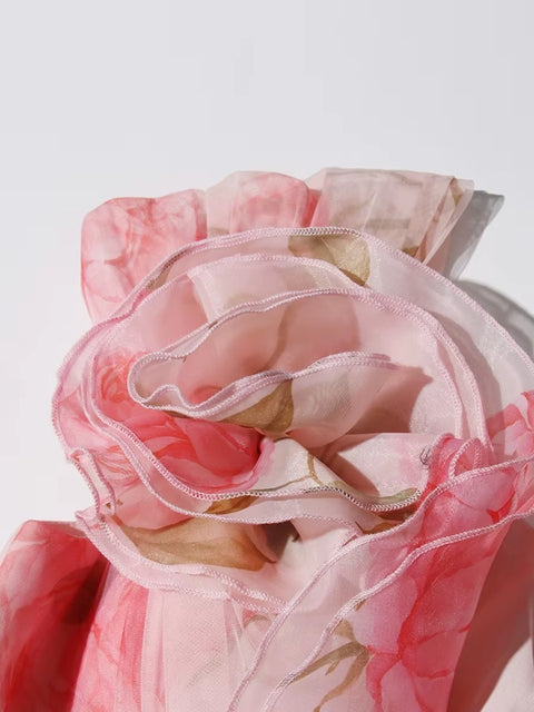 New Neck Off Shoulder Sleeve High Waist Print Long Dress CODE: KAR4080