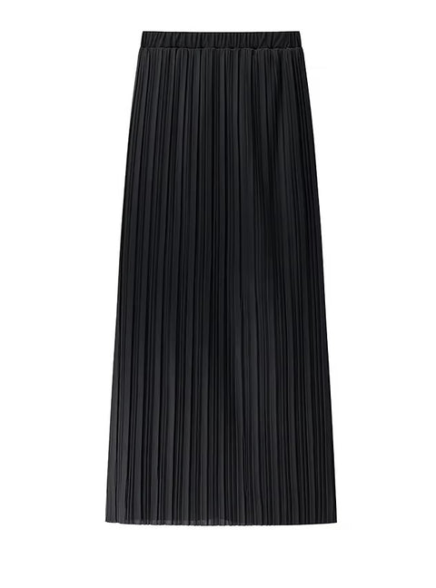 New Casual Simple Waist-Cinched Crop Top + High Waist Pleated Skirt Two-Piece Set CODE: KAR4081