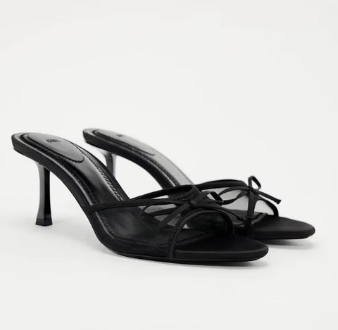 Fashion Lace Mesh Bow Luxury Heel Sandal CODE: KAR4082