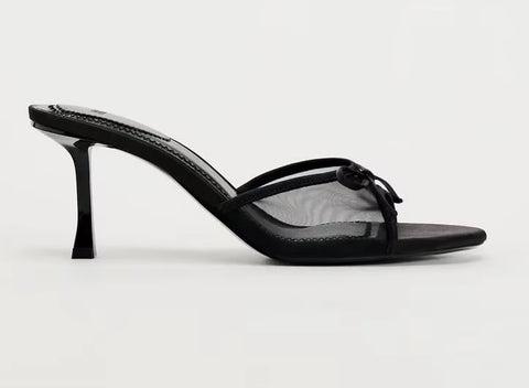 Fashion Lace Mesh Bow Luxury Heel Sandal CODE: KAR4082