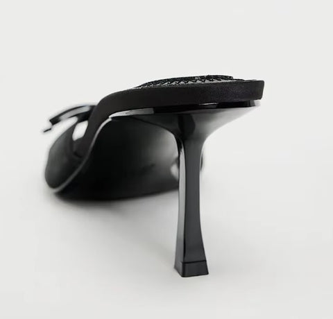 Fashion Lace Mesh Bow Luxury Heel Sandal CODE: KAR4082