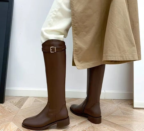 New Winter Knee-High Stylish Low Heel Boots CODE: KAR4084