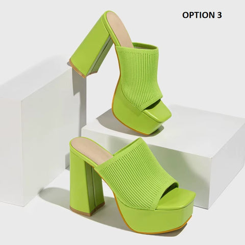 New Roma Style Chunky Peep Toe Fashion Pumps High Heels Shoes Sandals CODE: KAR4088