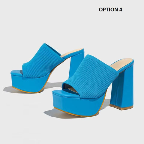 New Roma Style Chunky Peep Toe Fashion Pumps High Heels Shoes Sandals CODE: KAR4088