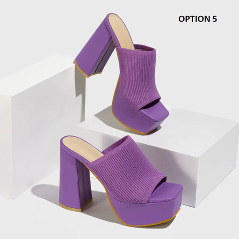 New Roma Style Chunky Peep Toe Fashion Pumps High Heels Shoes Sandals CODE: KAR4088