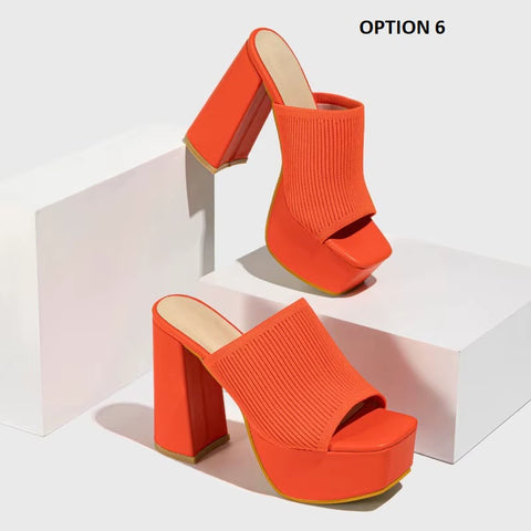 New Roma Style Chunky Peep Toe Fashion Pumps High Heels Shoes Sandals CODE: KAR4088