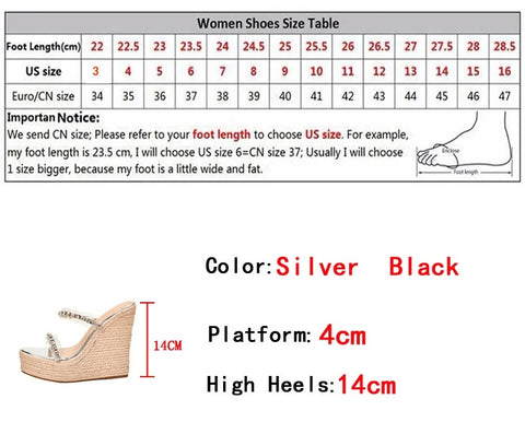 New Fashion Transparent Wedge Straw Rope Weave Thick Bottom Platform Sandals CODE: KAR4095