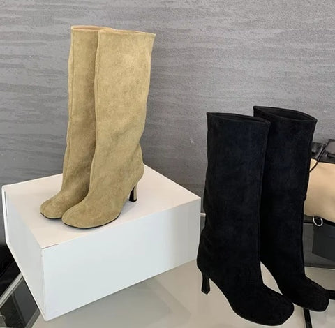 New Winter Street Style Round Toe Knee-High Heel Shoes CODE: KAR4096