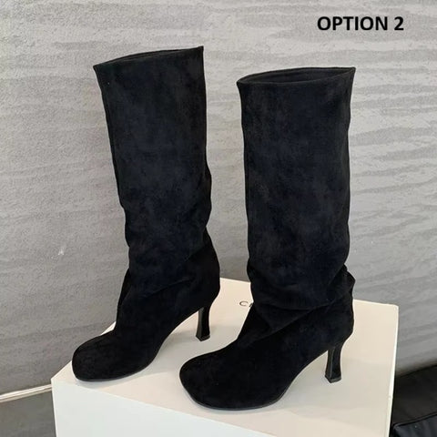 New Winter Street Style Round Toe Knee-High Heel Shoes CODE: KAR4096