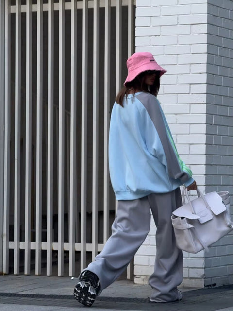 New Winter Hoodie With Color Block Pants Two-Piece Set CODE: KAR4099