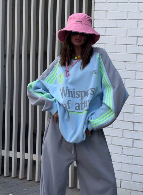 New Winter Hoodie With Color Block Pants Two-Piece Set CODE: KAR4099