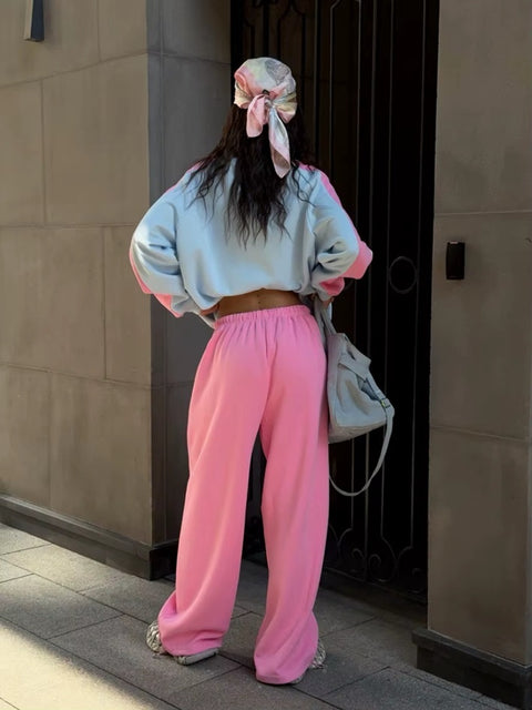 New Winter Hoodie With Color Block Pants Two-Piece Set CODE: KAR4099