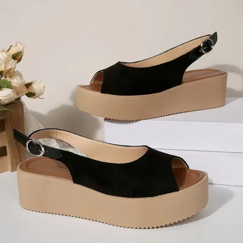 New Peep Toe Buckle Strap Flat with Casual Platform Sandal CODE: KAR4101