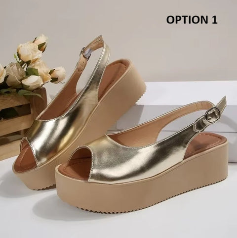 New Peep Toe Buckle Strap Flat with Casual Platform Sandal CODE: KAR4101