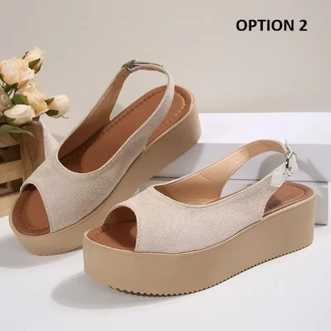 New Peep Toe Buckle Strap Flat with Casual Platform Sandal CODE: KAR4101