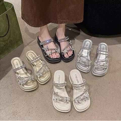 New Butterfly Flat Heeled Thick Sole Sandals CODE: KAR4102