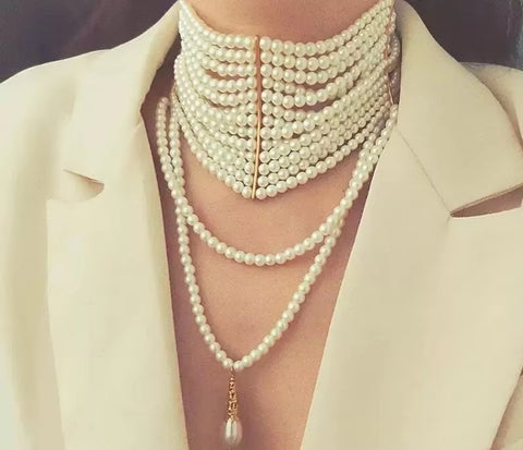 New Multi-layered Freshwater Pearl Designer Necklace CODE: KAR4109