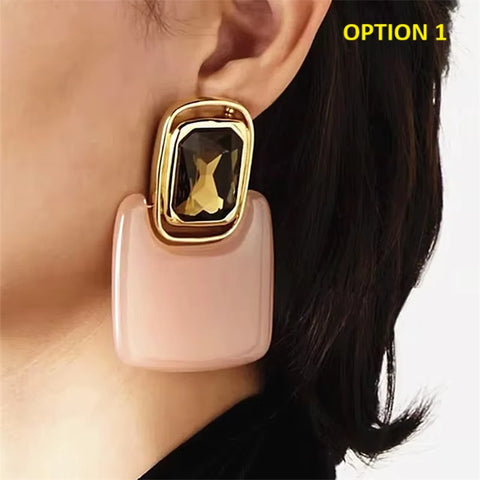 New Trend Metal Resin Geometric Square Large Earring CODE: KAR4110