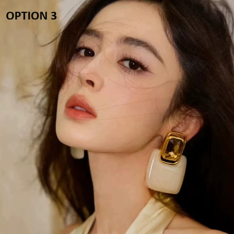 New Trend Metal Resin Geometric Square Large Earring CODE: KAR4110