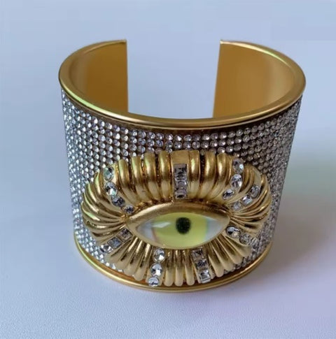 New Metal Open Bangle Full Rhinestone Demon's Eye Bracelet CODE: KAR4111