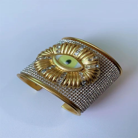 New Metal Open Bangle Full Rhinestone Demon's Eye Bracelet CODE: KAR4111