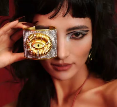 New Metal Open Bangle Full Rhinestone Demon's Eye Bracelet CODE: KAR4111