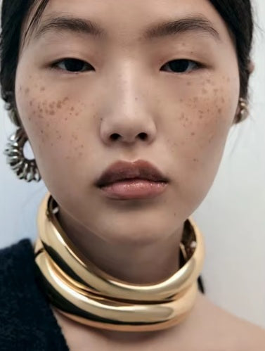 New Glossy Metal Wide Chunky Open Choker Necklace CODE: KAR4115