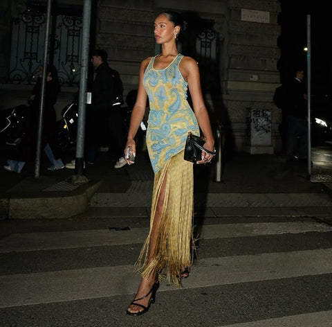 New Printed Slim Sleeveless Long Dress CODE: KAR4117