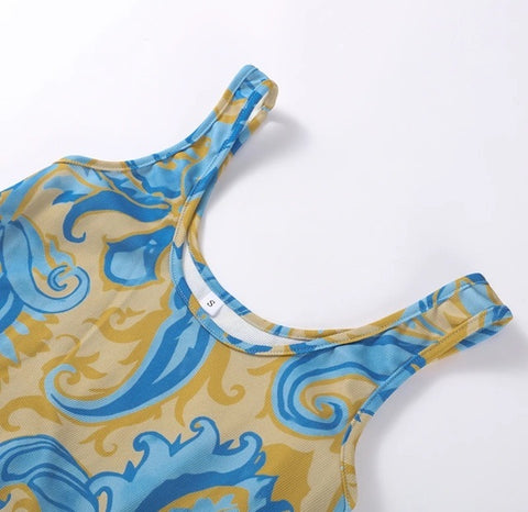 New Printed Slim Sleeveless Long Dress CODE: KAR4117