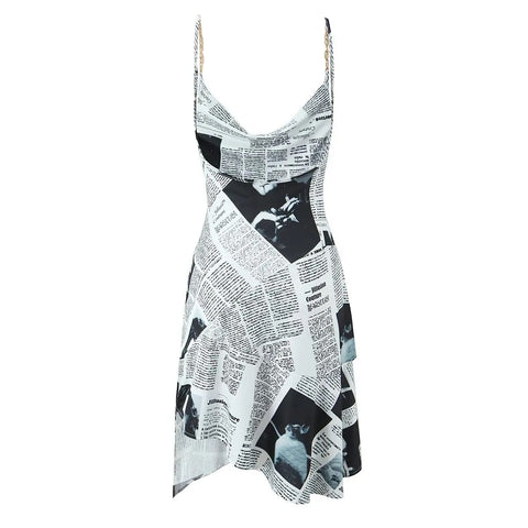 New Fashion Paper Print Spaghetti Straps Dress CODE: KAR4118