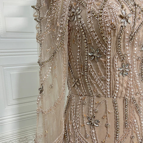 New Fashion Square collar Crystal Beads Sleeves Mermaid Gown Long Dress CODE: KAR4124