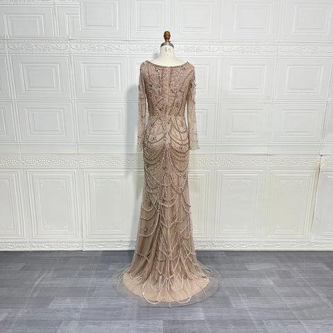 New Fashion Square collar Crystal Beads Sleeves Mermaid Gown Long Dress CODE: KAR4124
