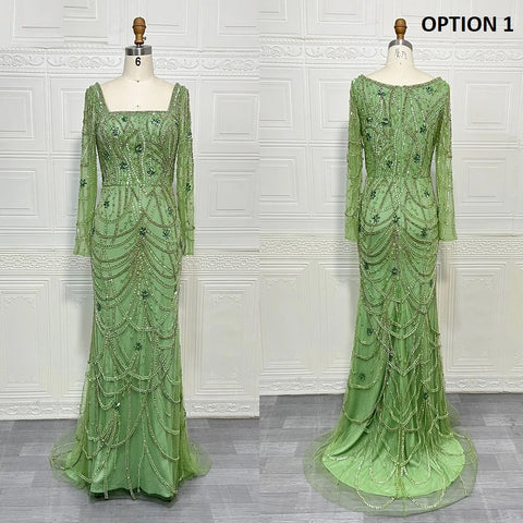New Fashion Square collar Crystal Beads Sleeves Mermaid Gown Long Dress CODE: KAR4124