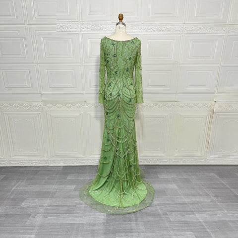 New Fashion Square collar Crystal Beads Sleeves Mermaid Gown Long Dress CODE: KAR4124