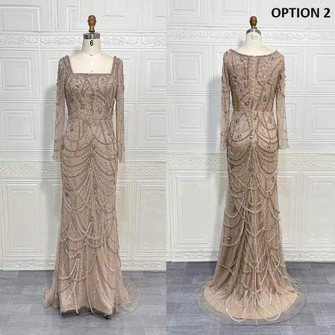 New Fashion Square collar Crystal Beads Sleeves Mermaid Gown Long Dress CODE: KAR4124