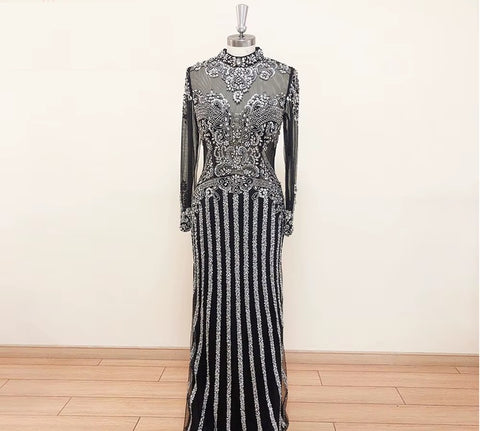 New High Neck Long Sleeve Formal Party Gown CODE: KAR4125