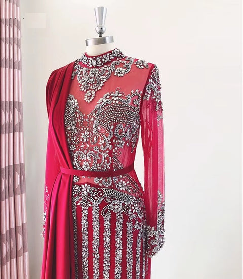 New High Neck Long Sleeve Formal Party Gown CODE: KAR4125