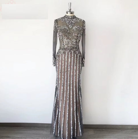 New High Neck Long Sleeve Formal Party Gown CODE: KAR4125