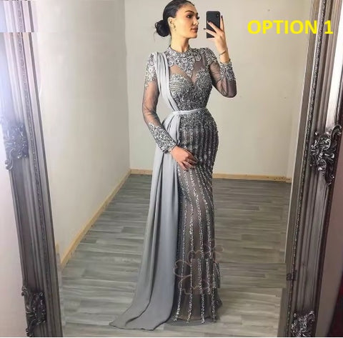 New High Neck Long Sleeve Formal Party Gown CODE: KAR4125