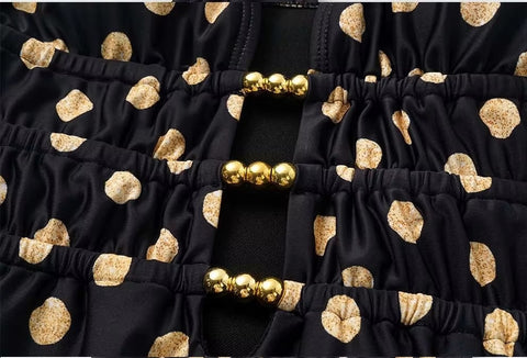 New Fashion V-Neck Polka Dot One-Piece Swimsuit Set CODE: KAR4128